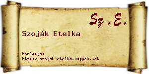 Szoják Etelka névjegykártya